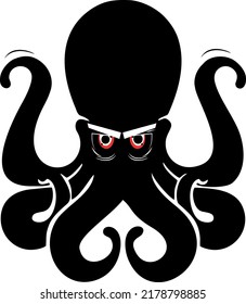 Pulpo negro de mal humor
