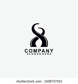 Black octopus logo design icon template isolated on white background
