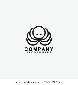 Black octopus logo design icon template isolated on white background