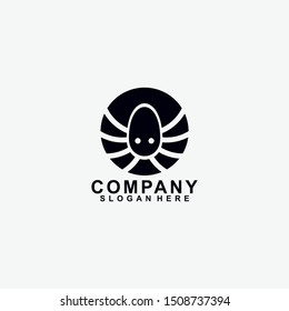 Black octopus logo design icon template isolated on white background