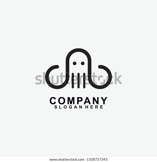 Black Octopus Logo Design Icon Template Stock Vector Royalty Free 1508737343