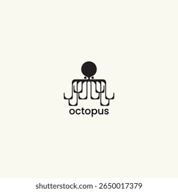 Black Octopus Logo Design Inspiration Isolated on White.