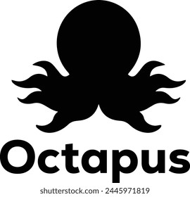 black octopus logo. kraken, tentacle, logo, aquatic, ocean, seafood, monster, animal, marine, nature, nautical, restaurant, silhouette, squid