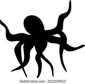 Black octopus on white vector illustration design. cartoon character. Logo