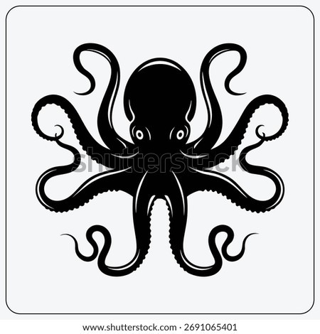 Black Octopus Silhouette Vector Icon