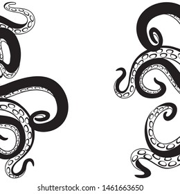 Black octopus tentacles on a white background.