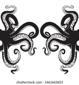 Black Octopus Tentacles On White Background Stock Vector (Royalty Free ...