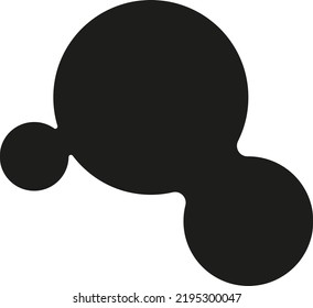 Black odd abstract blob shape, whimsical style. Transparent background. Asset for overlay, montage, collage, mark making or pattern.