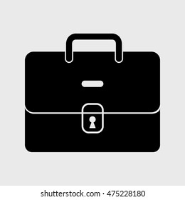 Black office briefcase. Bag symbol. Flat vector stock illustration.