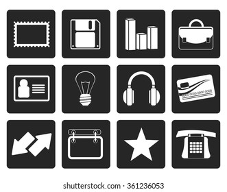 Black Office and business icons - vector icon set