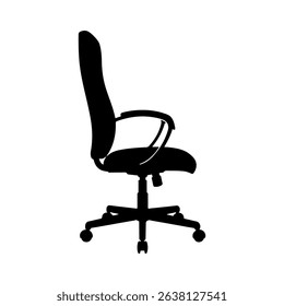 Black Office chair silhouette icon vector flat design on white background