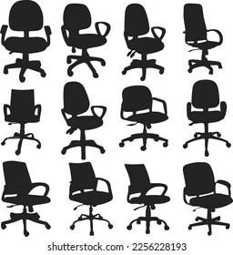 Black Office Chair Vector Art,Icons.