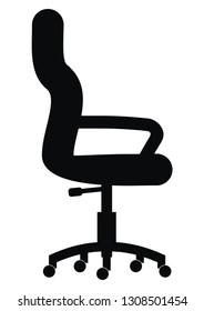 Black office chair with wheels. Adjustable chair for offices and households.