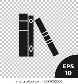 Black Office folders with papers and documents icon isolated on transparent background. Office binders. Archives folder sign.  Vector Illustration