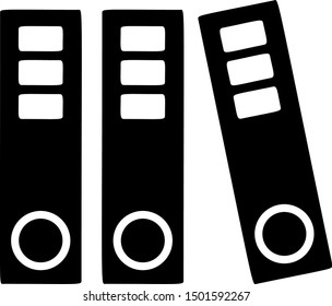 Black Office folders with papers and documents icon isolated on white background. Office binders. Archives folder sign.  Vector Illustration
