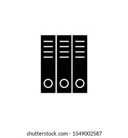 Black Office folders with papers and documents icon isolated on white background. Office binders. Archives folder sign. Vector Illustration