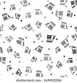 Black Office folders with papers and documents icon isolated seamless pattern on white background. Archives folder sign.  Vector Illustration