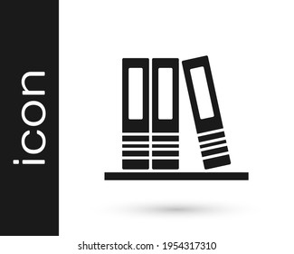 Schwarze Office-Ordner mit Papieren und Dokumenten Symbol einzeln auf weißem Hintergrund. Bürobinder. Archiviert das Ordnerzeichen.  Vektorgrafik