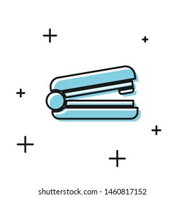 Black Office stapler icon isolated on white background. Stapler, staple, paper, cardboard, office equipment.  Vector Illustration