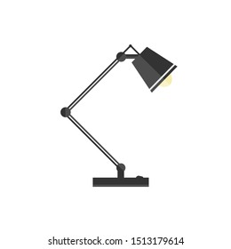 Black office table lamp icon. Desktop electric. Business, ideas, interior, Vector stock illustration in flat style isolated on white background.