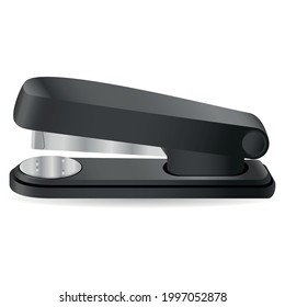 black office tacker, stapler - isolated on white background