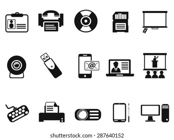 black office technology icons set