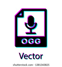 Black OGG file document icon. Download ogg button icon isolated on white background. OGG file symbol. Vector Illustration