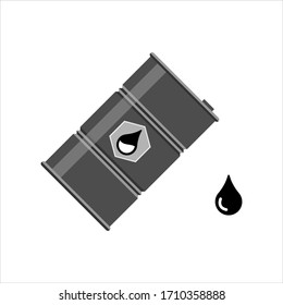 Black oil barrel with black oil drop isolated on white background. Vector illustration.EPS 10