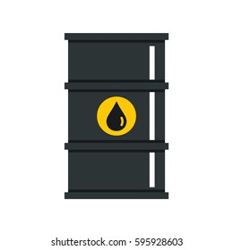 Black oil barrel icon in flat style isolated on white background vector illustration