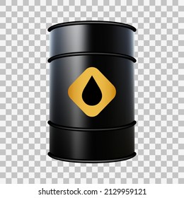 Black oil barrel isolated on transparent background in vector format