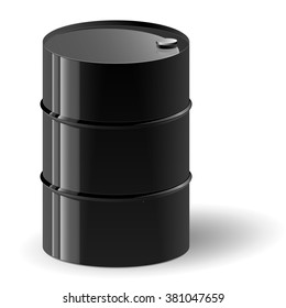 Black oil barrel vector illustration./ Isolated oil barrel on white background.