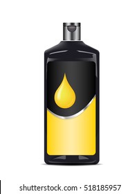 black oil bottle with oil drop logo