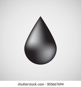 Black oil drop, bubble badge, realistic icon template with reflex and light background for design concepts, internet sites, UI, applications, apps, presentations and prints. Vector illustration.