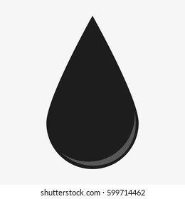 Black oil drop doodle character. Isolated on white background. Flat vector stock illustration