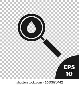 Icono de caída de aceite negro aislado en fondo transparente. Exploración geológica, investigación geológica. Ilustración vectorial