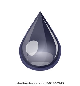 Black oil drop isolated on white background, vector icon.