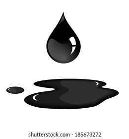 Black oil drop and spill