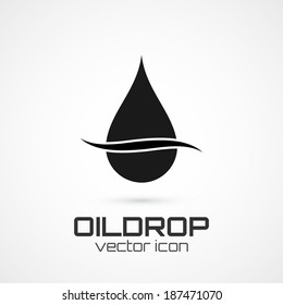 Black oil drop symbol, conceptual icon. Vector illustration