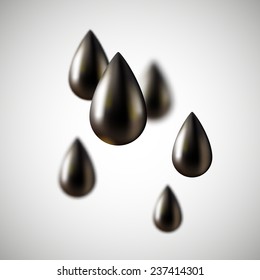 Black oil drops, vector natural fossil 
