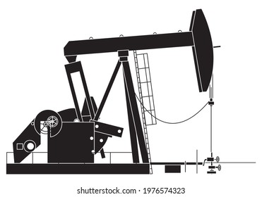 
Black oil extraction pump on white background. Oil end