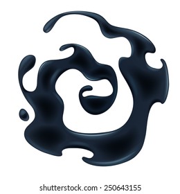 Black oil ink paint petroleum swirl illustration.