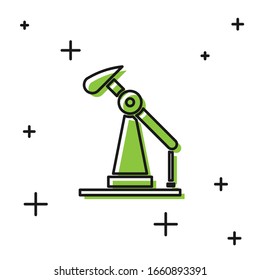 Icono de la bomba de aceite negro o del gato de la bomba aislado en fondo blanco. Plataforma petrolera. Ilustración vectorial