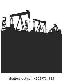 Silhueta de abóbora de óleo preta sobre fundo branco. Indústria petrolífera. Modelo de vetor para web, infográficos ou design de interface. Ilustração do estoque de problemas ambientais e de negócios relacionados à energia