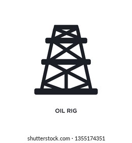 black oil rig isolated vector icon. simple element illustration from industry concept vector icons. oil rig editable logo symbol design on white background. can be use for web and mobile
