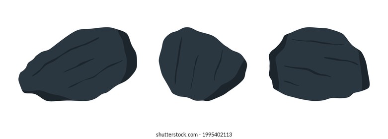 Black oil shale sample set. Sedimentary rock specimen.