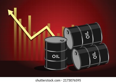 Black Oil tank with a growth chart in the investment market and trade arrows up