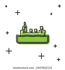 Black Oil tanker ship icon isolated on white background.  Vector