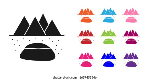 Black Oilfield icon isolated on white background. Natural resources, oil and gas production. Set icons colorful. Vector Illustration