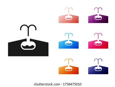 Black Oilfield icon isolated on white background. Natural resources, oil and gas production. Set icons colorful. Vector Illustration