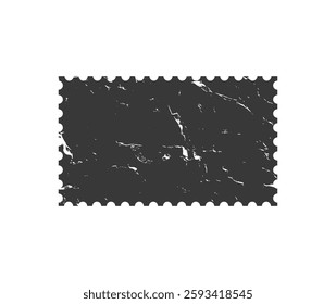 Black old blank vector postage stamp with copy space and serrated edge provides a vintage background